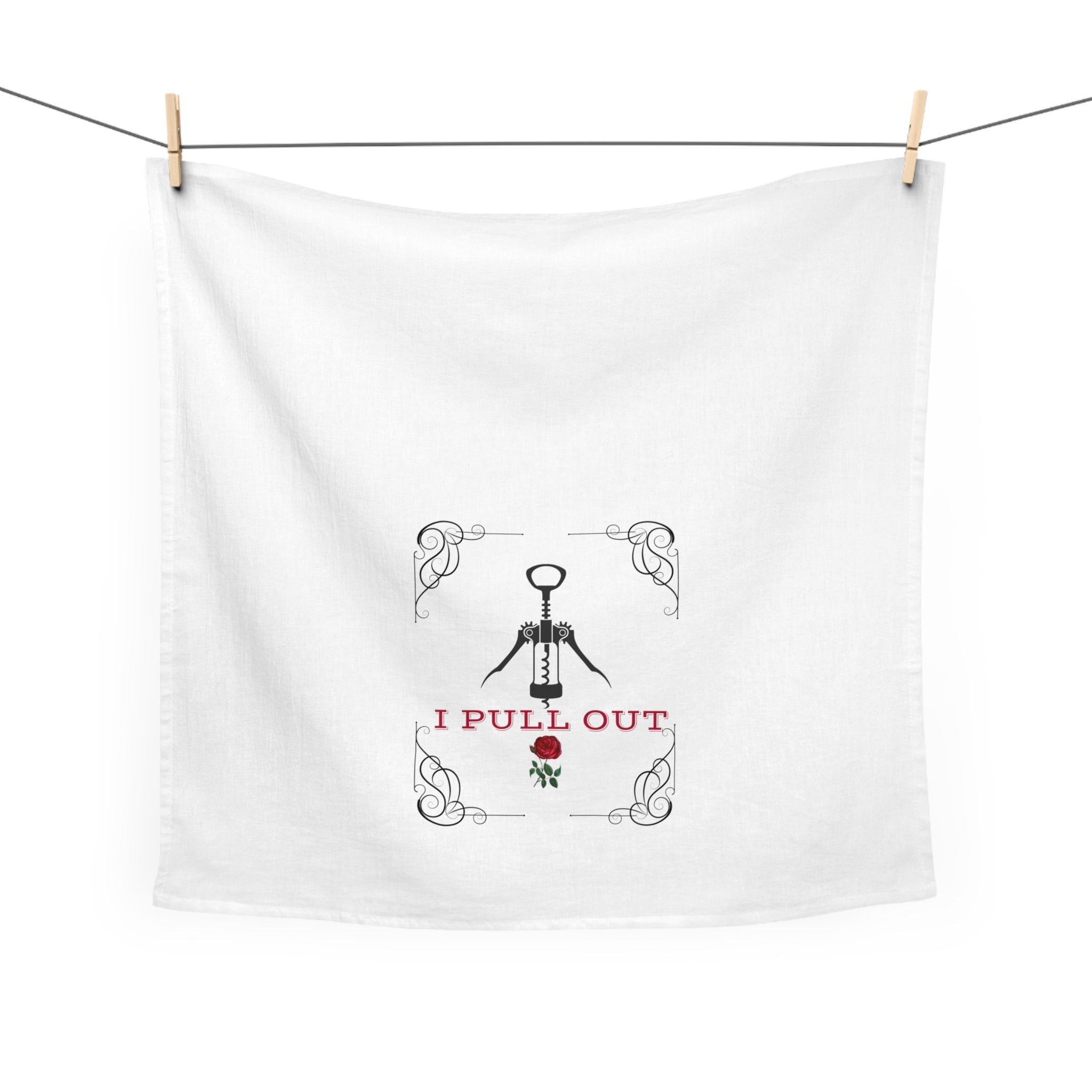 Funny Wine-Themed Tea Towel - "I Pull Out" Kitchen Decor