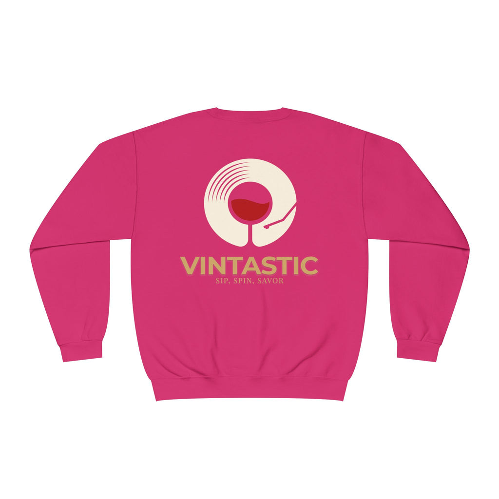 Vintastic Crewneck Sweatshirt — 'Sip Spin Savor' Wine Lover Pullover