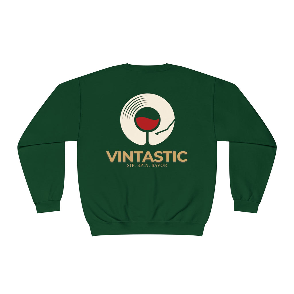 Vintastic Crewneck Sweatshirt — 'Sip Spin Savor' Wine Lover Pullover