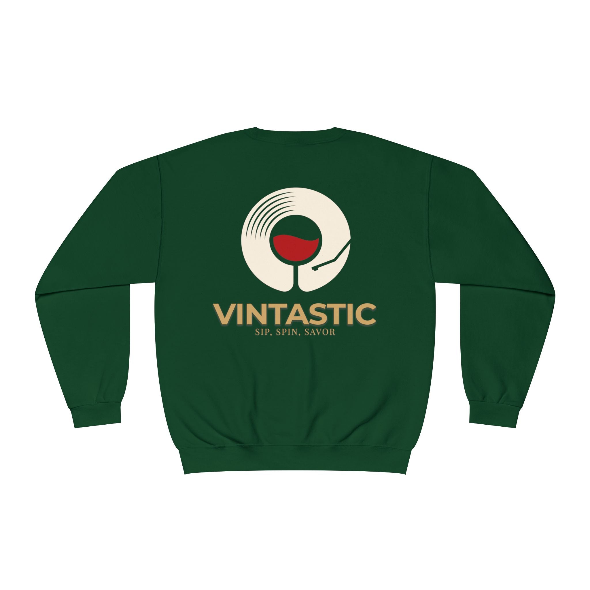 Vintastic Crewneck Sweatshirt — 'Sip Spin Savor' Wine Lover Pullover