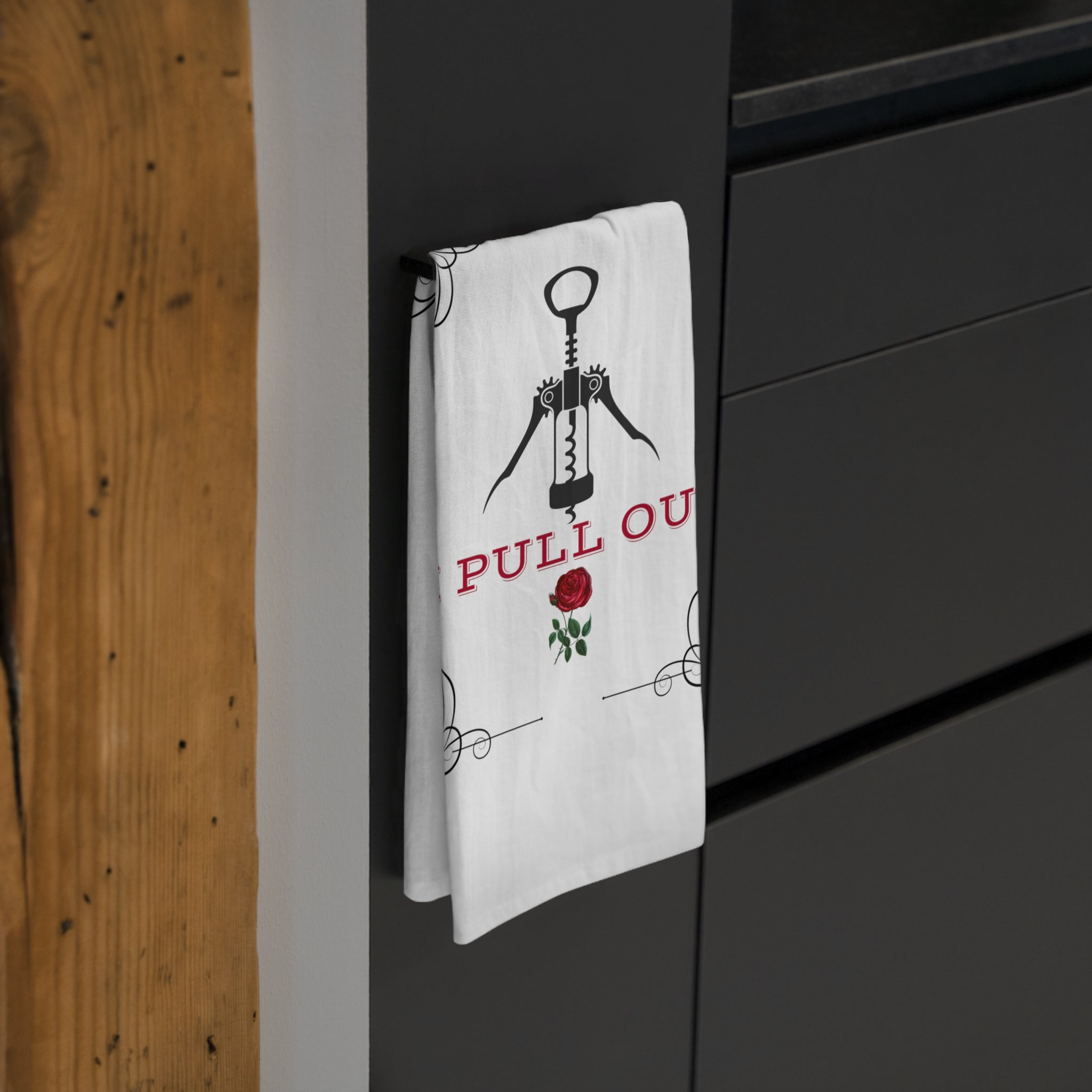 Funny Wine-Themed Tea Towel - "I Pull Out" Kitchen Decor