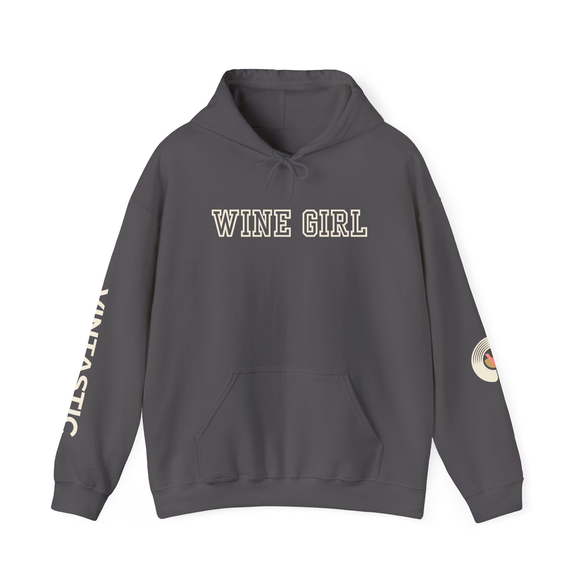 Vintastic Wine Girl Hoodie – Black Unisex Oversized Sweatshirt | Wine Lover Gift